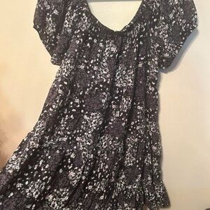 Maurices Black Floral Peasant Dress